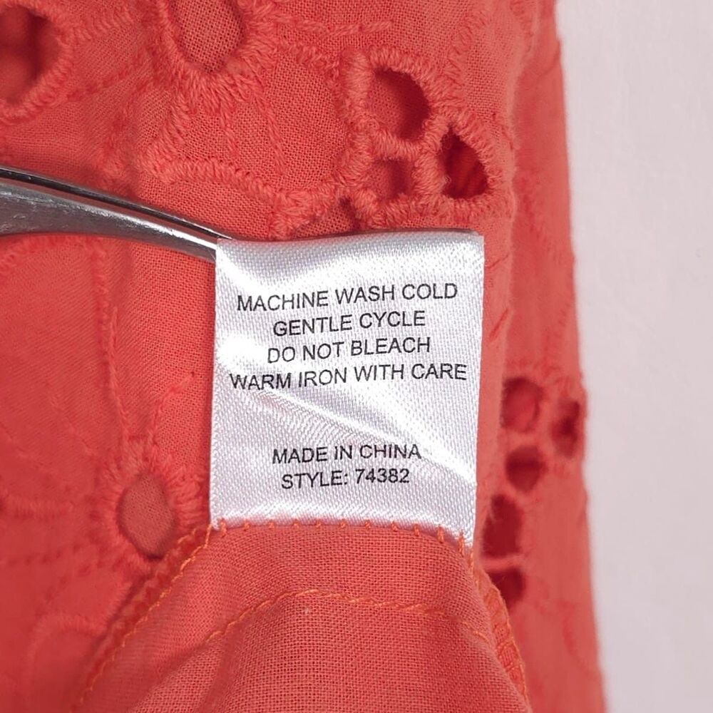 Anthropologie Coral Eyelet Ruffle Mini Dress - Picture 10 of 10